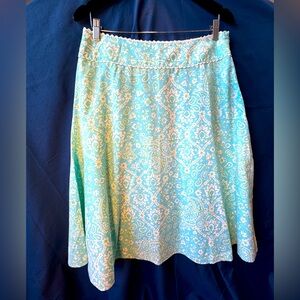 Liz Claiborne, size 10, green & white paisley skirt